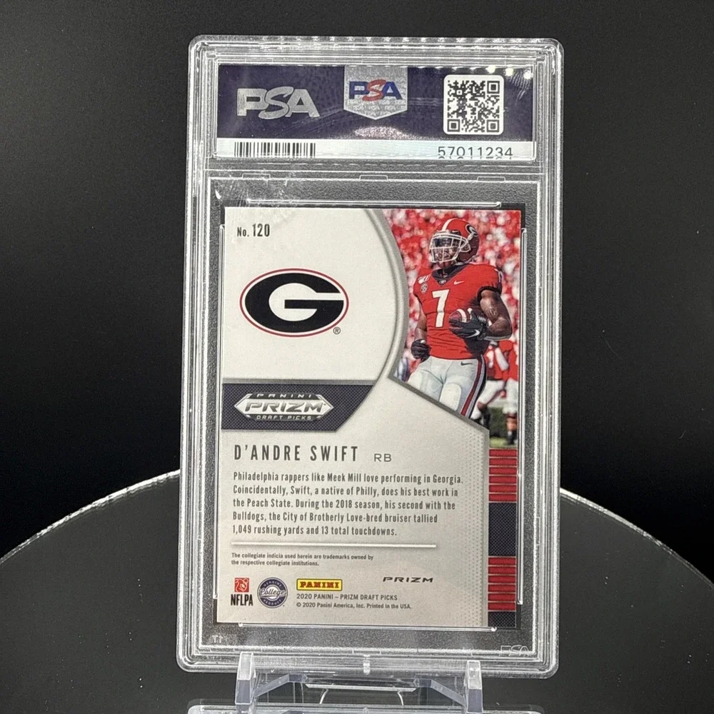 2020 Panini Prizm DP D'Andre Swift Silver Orizm freshly graded PSA-10